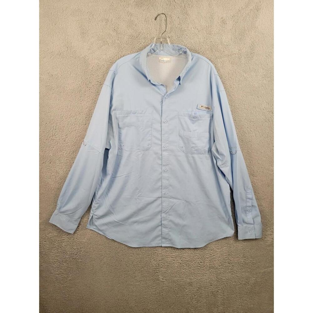Columbia PFG Shirt Mens Extra Large Blue Bahama Performance Fishing Vented.
